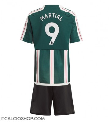 Manchester United Anthony Martial #9 Seconda Maglia Bambino 2023-24 Manica Corta (+ Pantaloni corti)